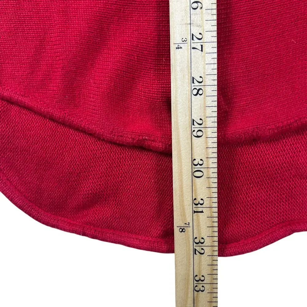 Michael Kors Red Tunic Sweater Womens M Gold Zip High Low Long Sleeve Knit Top